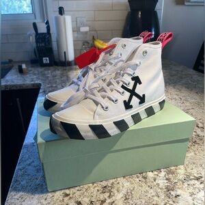 Off-White White and Black High-Top Sneakers